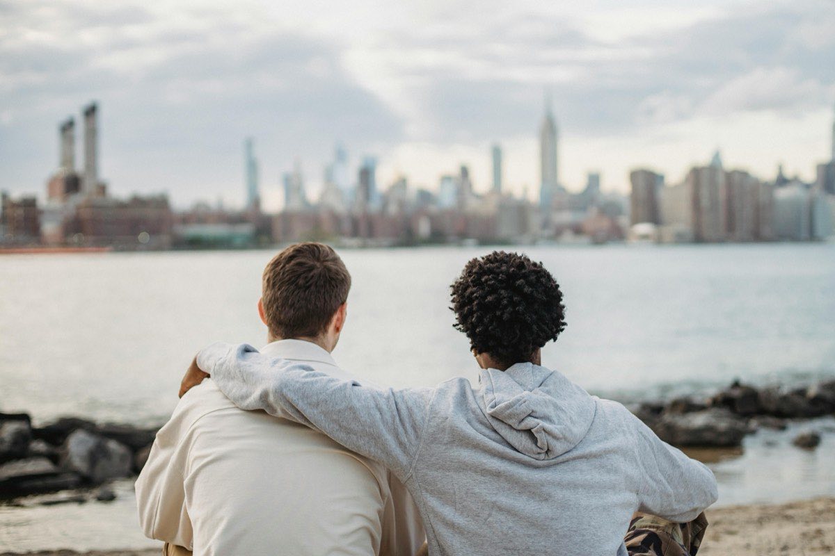 Adults connecting in a city, looking for local friends